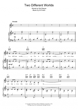 page one of Two Different Worlds (Piano, Vocal & Guitar Chords)