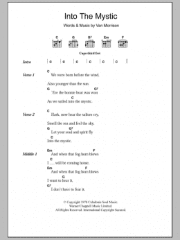 page one of Into The Mystic (Guitar Chords/Lyrics)