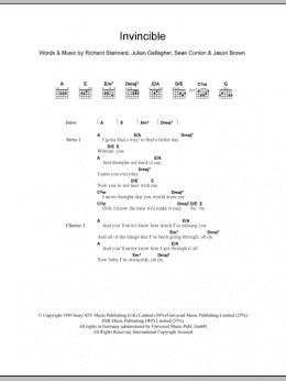 page one of Invincible (Guitar Chords/Lyrics)