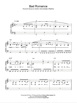 page one of Bad Romance (Easy Piano)