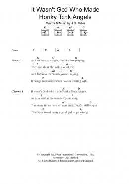 page one of It Wasn't God Who Made Honky Tonk Angels (Guitar Chords/Lyrics)