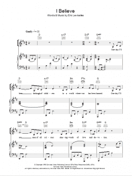 page one of I Believe (Piano, Vocal & Guitar Chords)