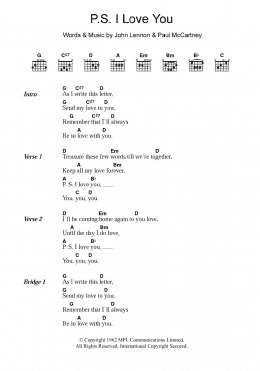 page one of P.S. I Love You (Guitar Chords/Lyrics)