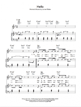 page one of Hello (Piano, Vocal & Guitar Chords)