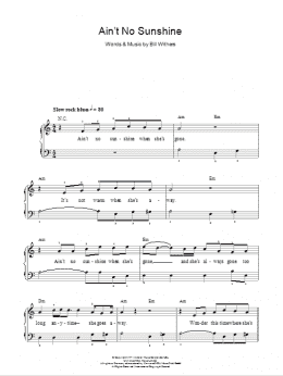 page one of Ain't No Sunshine (Easy Piano)