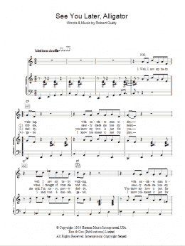 page one of See You Later, Alligator (Piano, Vocal & Guitar Chords)