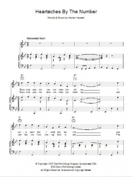 page one of Heartaches By The Number (Piano, Vocal & Guitar Chords)