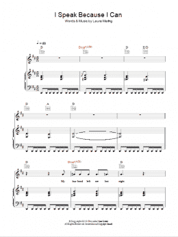 page one of I Speak Because I Can (Piano, Vocal & Guitar Chords)