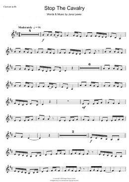 page one of Stop The Cavalry (Clarinet Solo)