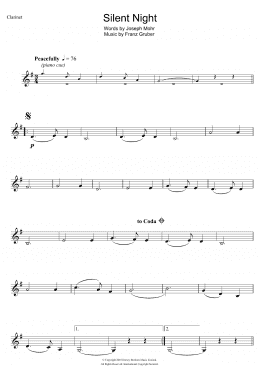 page one of Silent Night (Clarinet Solo)