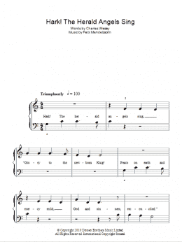 page one of Hark! The Herald Angels Sing (Easy Piano)