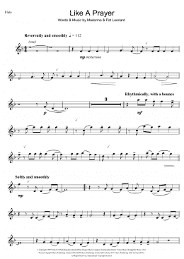 page one of Like A Prayer (Flute Solo)