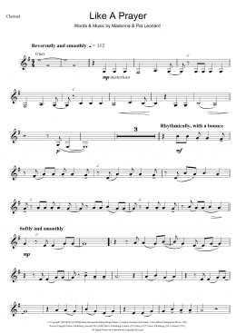 page one of Like A Prayer (Clarinet Solo)