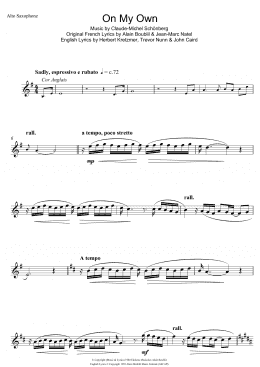 page one of On My Own (from Les Miserables) (Alto Sax Solo)