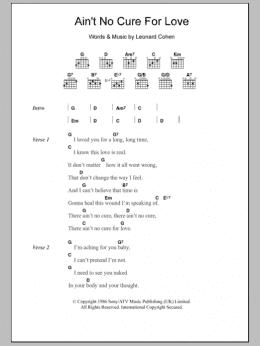 page one of Ain't No Cure For Love (Guitar Chords/Lyrics)