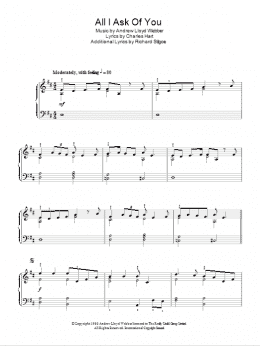 page one of All I Ask Of You (from The Phantom Of The Opera) (Easy Piano)