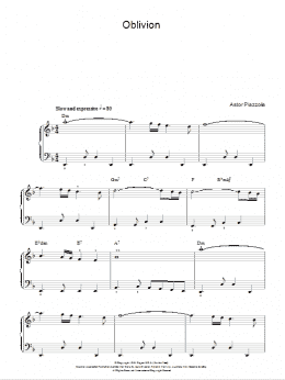 page one of Oblivion (Easy Piano)