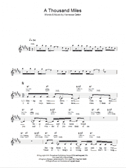 page one of A Thousand Miles (Lead Sheet / Fake Book)