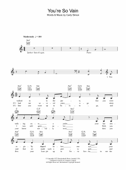 page one of You're So Vain (Lead Sheet / Fake Book)