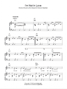 page one of I'm Not In Love (Piano, Vocal & Guitar Chords)