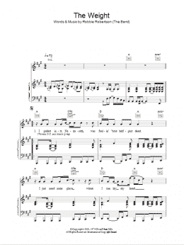 page one of The Weight (Piano, Vocal & Guitar Chords)