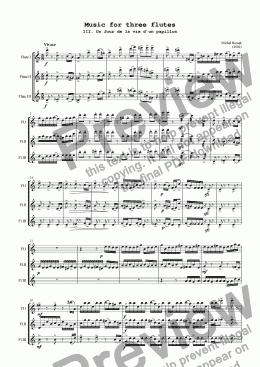 page one of Music for Three Flutes - Un jour de la vie d`un papillon