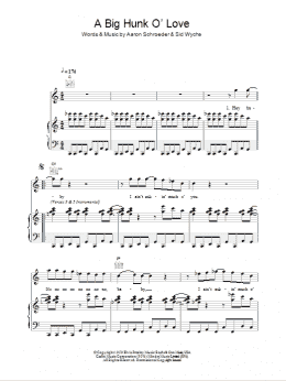 page one of A Big Hunk O' Love (Piano, Vocal & Guitar Chords)