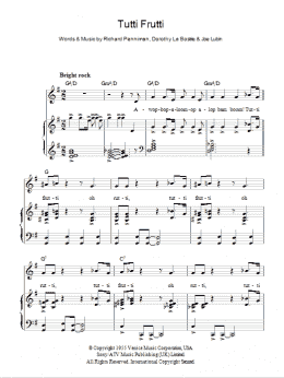 page one of Tutti Frutti (Piano, Vocal & Guitar Chords)