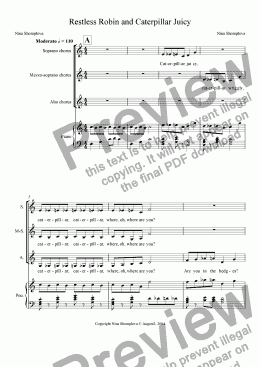 page one of Restless Robin (for women's chorus)