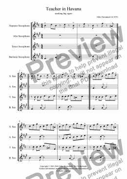 page one of Teacher in Havana (sax4tet)