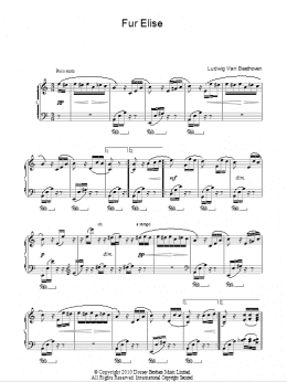 page one of Fur Elise (Piano Solo)