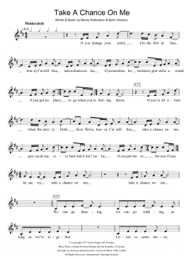 page one of Take A Chance On Me (Clarinet Solo)