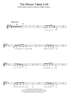 page one of The Winner Takes It All (Clarinet Solo)