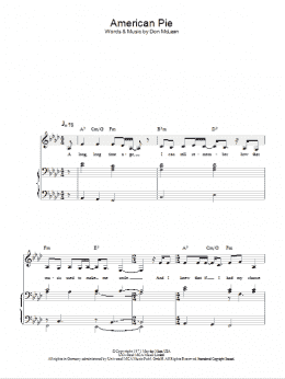 page one of American Pie (Easy Piano)