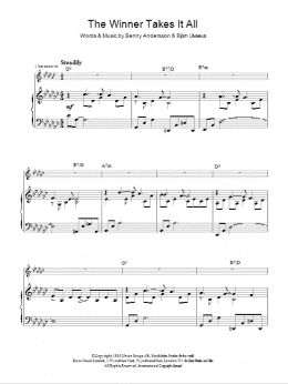 page one of The Winner Takes It All (Piano, Vocal & Guitar Chords)