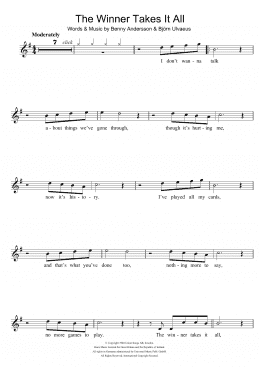 page one of The Winner Takes It All (Recorder Solo)