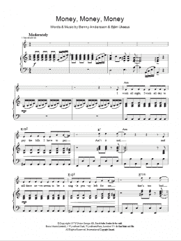 page one of Money, Money, Money (Piano, Vocal & Guitar Chords (Right-Hand Melody))