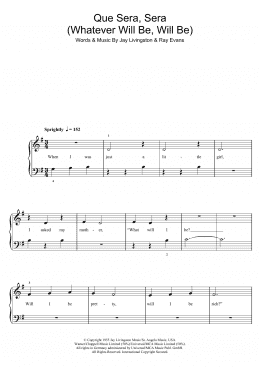 page one of Que Sera, Sera (Whatever Will Be, Will Be) (5-Finger Piano)