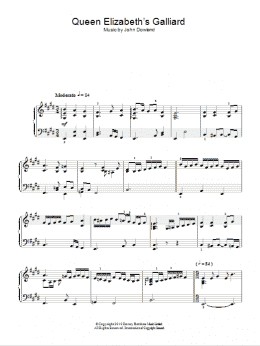 page one of Queen Elizabeth's Galliard (Piano Solo)