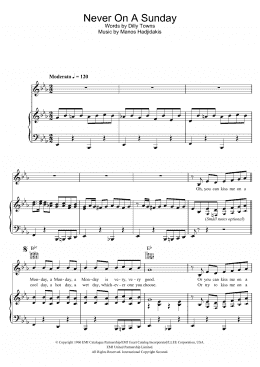 page one of Never On Sunday (Piano, Vocal & Guitar Chords)