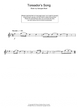 page one of Toreador's Song (from Carmen) (Alto Sax Solo)