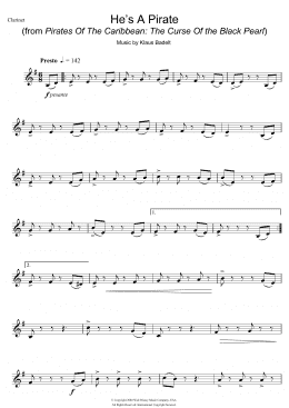 page one of He's A Pirate (from Pirates Of The Caribbean: The Curse Of The Black Pearl) (Clarinet Solo)