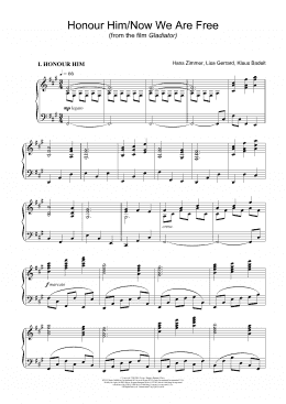 page one of Honor Him/Now We Are Free (from Gladiator) (Piano Solo)