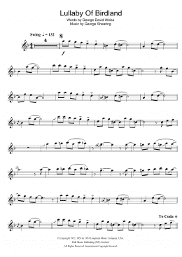 page one of Lullaby Of Birdland (Clarinet Solo)