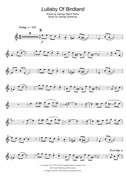 page one of Lullaby Of Birdland (Alto Sax Solo)