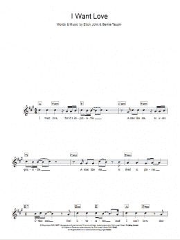 page one of I Want Love (Lead Sheet / Fake Book)