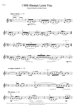 page one of I Will Always Love You (Violin Solo)