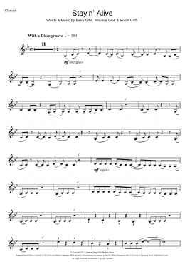 page one of Stayin' Alive (Clarinet Solo)