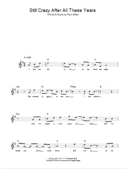 page one of Still Crazy After All These Years (Lead Sheet / Fake Book)