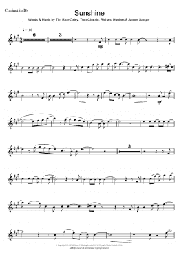 page one of Sunshine (Clarinet Solo)